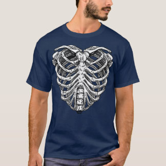 Camiseta Gaiola com costelas do coração Esqueleto de Hallow