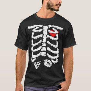 Camiseta Gaiola De Costelas Com Pizza E Rosquinha Halloween