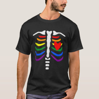 Camiseta Gaiola LGBT Gaiola Arco-Íris Esqueleto Xray Funny