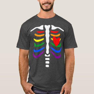 Camiseta Gaiola LGBT Gaiola Arco-Íris Esqueleto Xray Funny