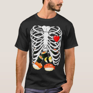 Camiseta Gaiola Rib Skeleton Sushi XRay Skeleton Halloween 