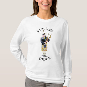 Camiseta Gaitero Escocês - Saia Xadrez Marrom