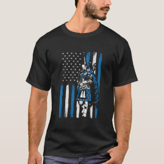 Camiseta Gaitista Na Bolsa Da Bandeira Dos EUA Gaitista Gai