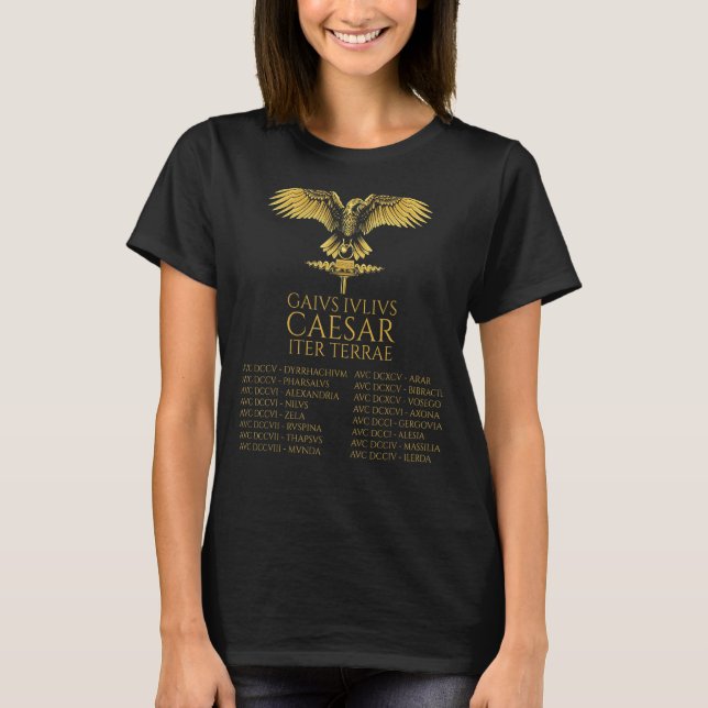 Camiseta Gaius Iulius Caesar Iter Terrae Latim Clássico (Frente)