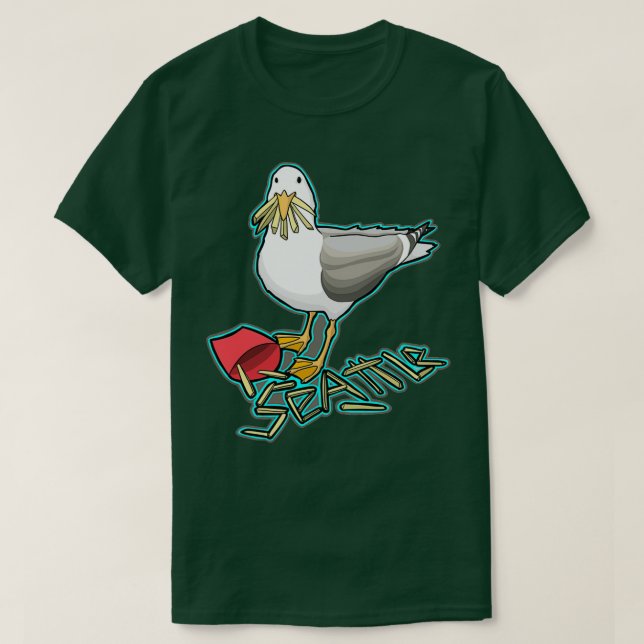 Camiseta Gaivota comendo batatas fritas (Frente do Design)