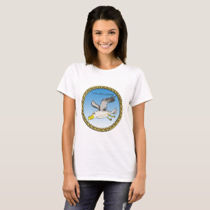 Camiseta Gaivota de desenho animado sobrevoando a cabeça c