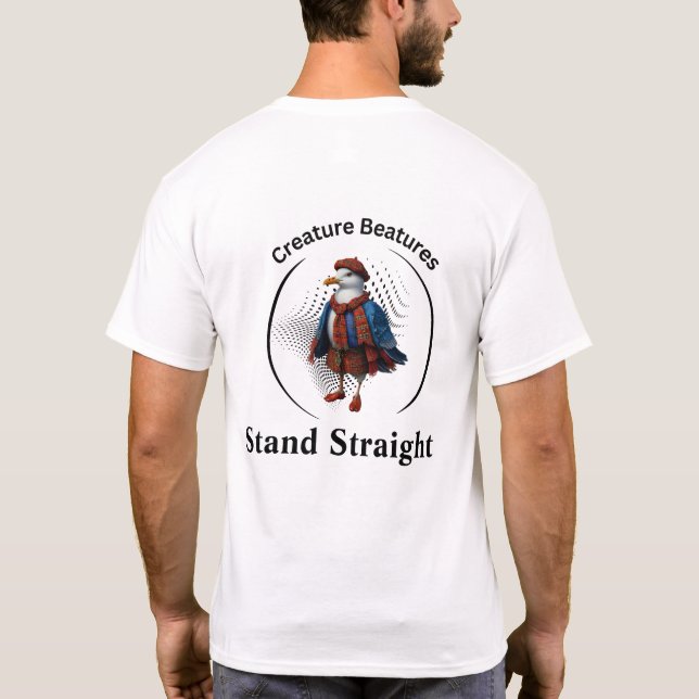 Camiseta Gaivota de hetero de pé no disfarce de tartan esco (Verso)