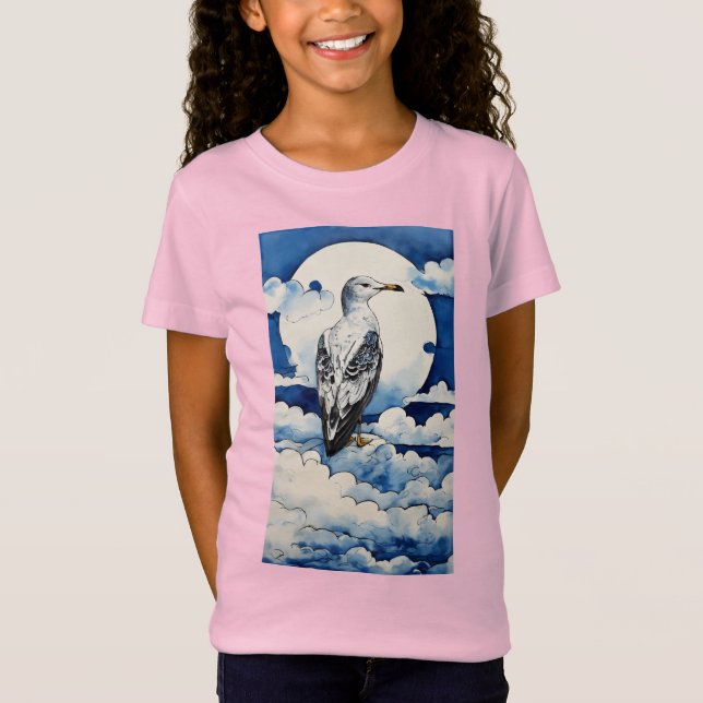 Camiseta Gaivota em Azul e Tinta (Frente)