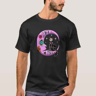Camiseta Gaivota Gato e Lua Dia de Los Muertos Dia de D