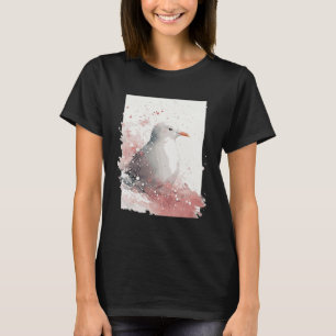 Camiseta Gaivota Gelada Japonesa Cereja Flor Watercolor Se