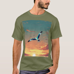 Camiseta Gaivota no céu - aeroporto Design de desenho Sol S