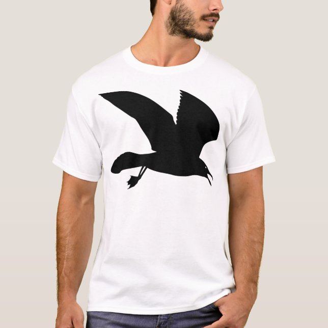 Camiseta Gaivota preta que sobe através do ar (Frente)