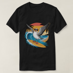 Camiseta Gaivota Surfista de Inverno, Gaivota Engraçada Sur