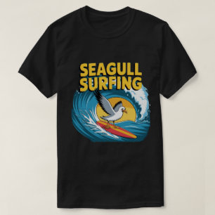 Camiseta Gaivota Surfista de Inverno, Gaivota Surfando