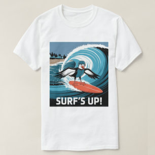 Camiseta Gaivota Surfista de Inverno, Gaivota Surfando, Gai