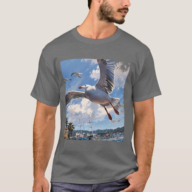 Camiseta Gaivota Whimsical com Sardine (Frente)