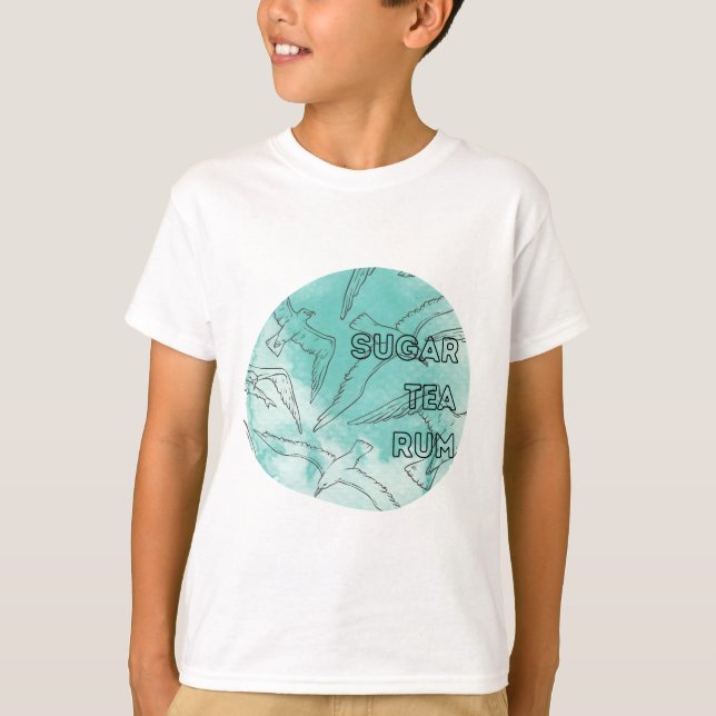 Camiseta gaivotas de açúcar chá e rum (Frente)