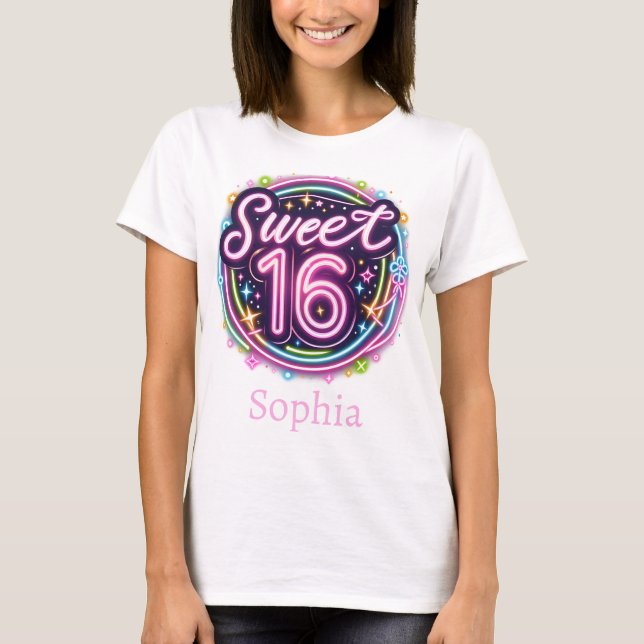 Camiseta Galactic Sweet 16 - Customizable Birthday (Frente)