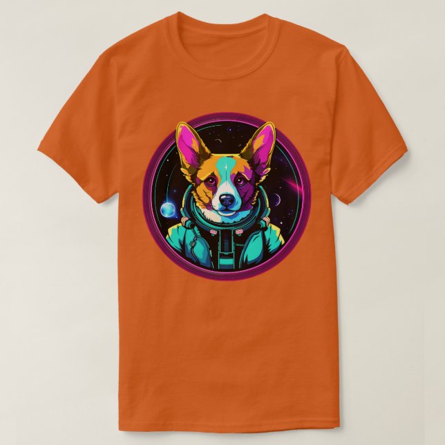 Camiseta Galáctico Explorer Corgi O Astronauta Adventur Cão (Frente do Design)
