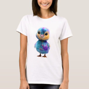 Camiseta Galáxia Azul Esverdeado Penugem Psicodélica Franga