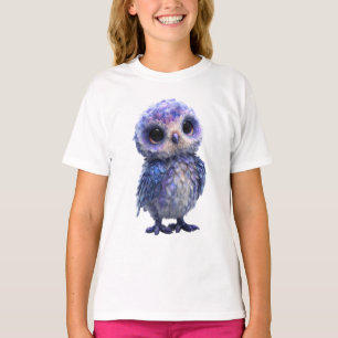 Camiseta Galáxia Brilho Coruja Cósmica Infantil