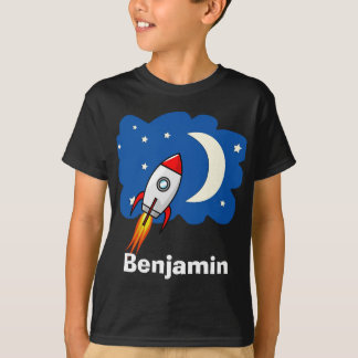 Camiseta Galáxia Colorida do Espaço de Nave do Foguete e No