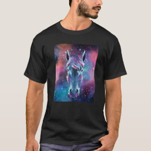 Camiseta Galáxia com Cabeça de Animal de Cavalo Espaço Past