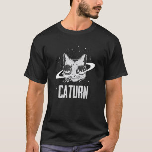 Camiseta Galáxia de Caturn Saturno Gato Planetário