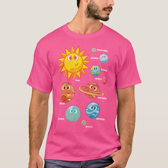 Camiseta Galáxia de Planetas Cutos Astrônomos de Ciência Es (Frente)