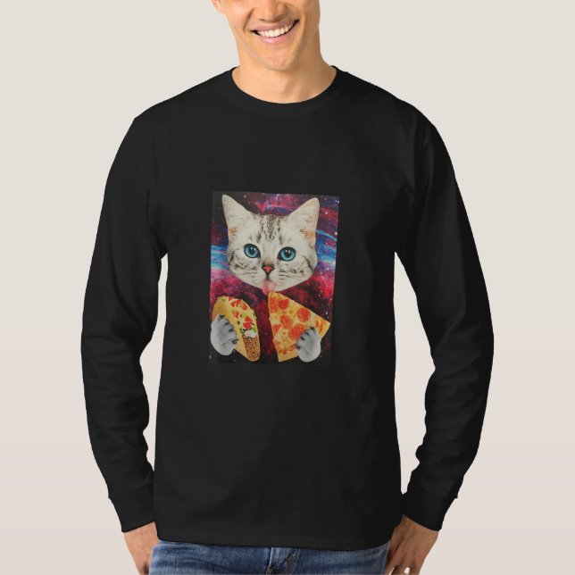 Camiseta Galáxia do Espaço Exterior Engraçado Gato Memória  (Frente)