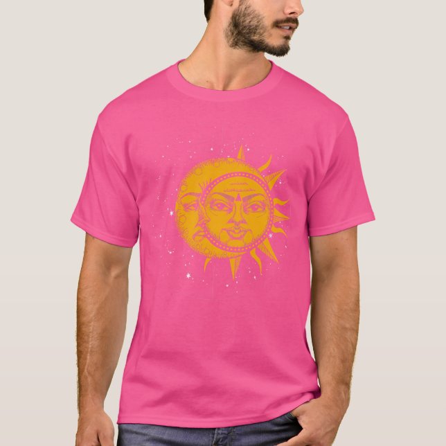 Camiseta Galáxia Espacial Solar Solar da Lua Crescente Boho (Frente)