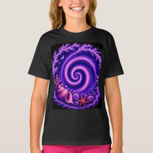 Camiseta Galáxia Espiral Oceano Místico Arte de Concha Co
