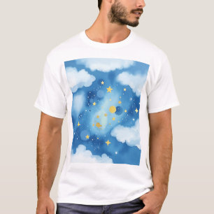 Camiseta Galáxia Estelar de Aquarela com Destaques Metálico