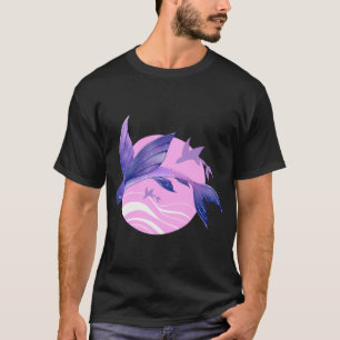 Camiseta Galáxia Fantasia Peixe Voador Rosa Pastel Lua
