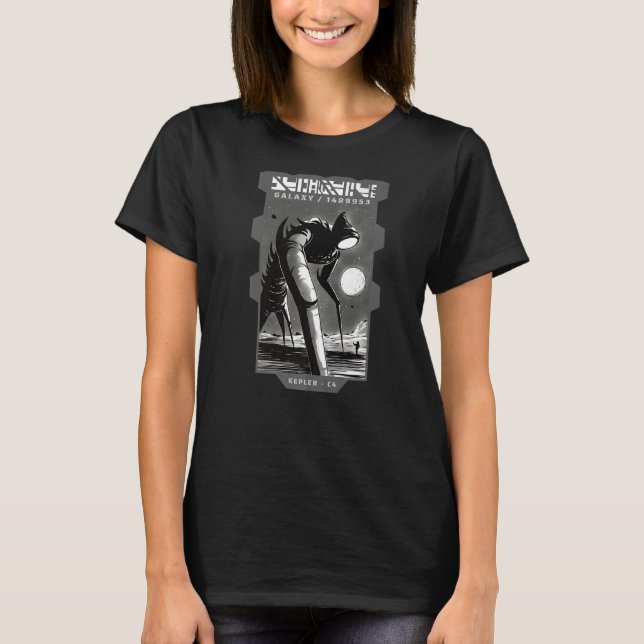 Camiseta Galáxia Kepler alienígena assustadora (Frente)