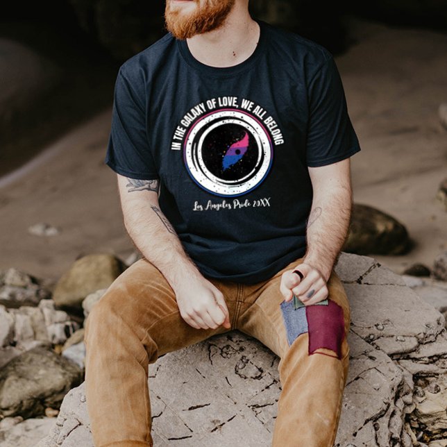 Camiseta Galáxia LGBTQ do Amor, Galáxia da Bandeira Bissexu (Criador carregado)