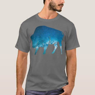 Camiseta Galáxia Mística Buffalo Night Sky Bison Nativo TSh