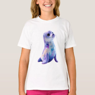 Camiseta Galáxia Nebulosa Espaço Foca Crianças