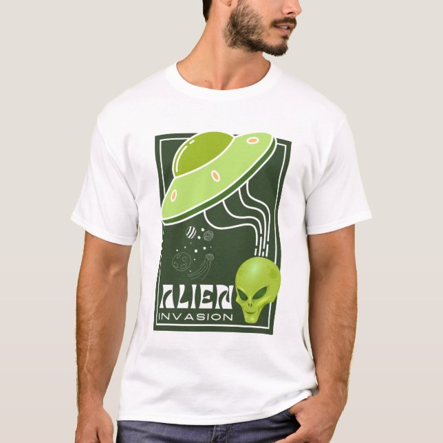 Camiseta Galáxia OVNI da invasão da alienígena (Frente)