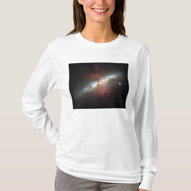 Camiseta Galáxia Starburst, Messier 82 (Frente)