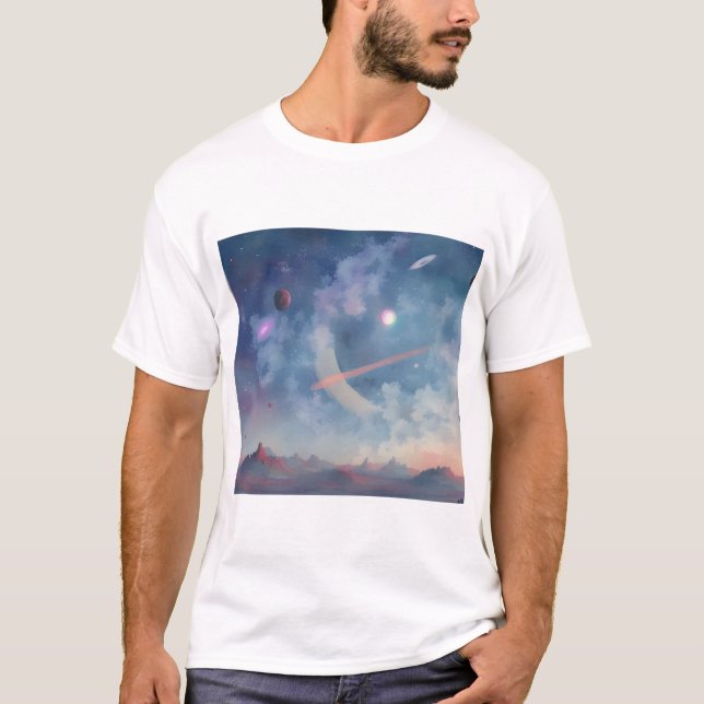 Camiseta Galáxia, Universo, Estrelas, Espaço Exterior (Frente)