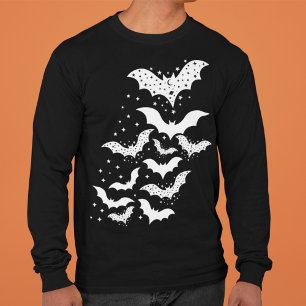 Camiseta Galáxias Brancas e Estrelas do Halloween Voando