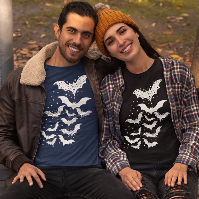 Camiseta Galáxias Brancas e Estrelas do Halloween Voando (Criador carregado)