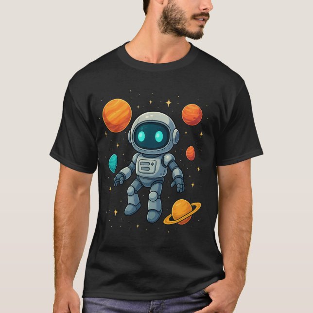Camiseta Galaxy AI Robot Explorer! Tecnologia espacial futu (Frente)