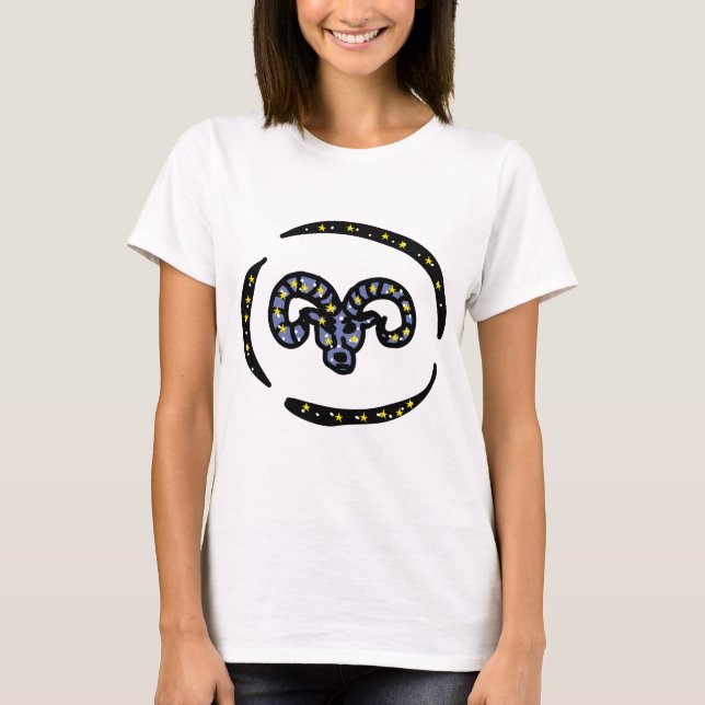 Camiseta Galaxy Aries Ram T‑Shirt – Bold Zodiac Sign Tee  (Frente)