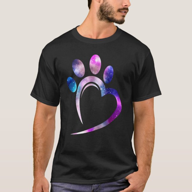 Camiseta Galaxy Cat Paw Heart Lover (Frente)
