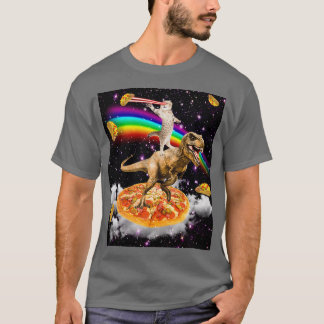 Camiseta Galaxy Laser Eye Cat on Dinosaur on Pizza with Tac