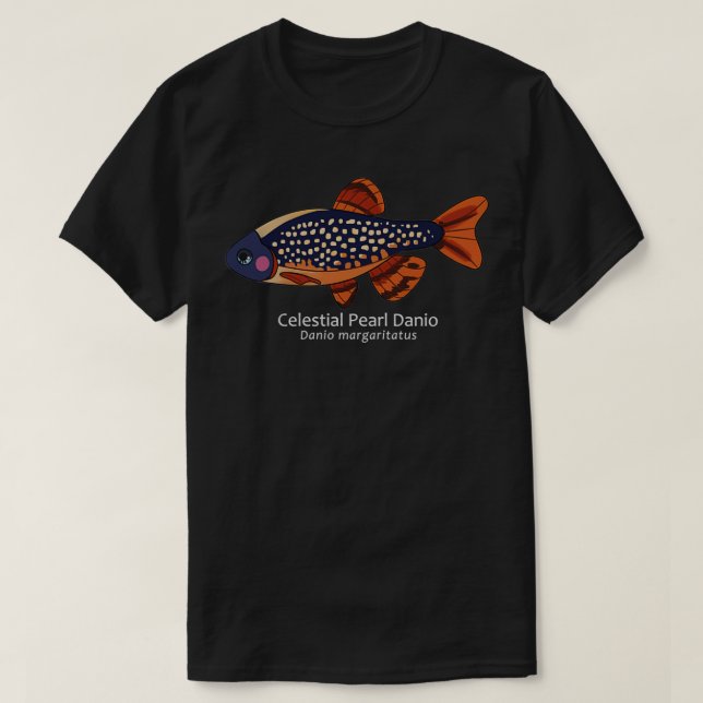 Camiseta Galaxy Rasbora Celestial Pearl Danio com Texto Cla (Frente do Design)