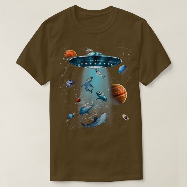 Camiseta Galay Fish Space OVNI Alienígena Stars Sea Ocean S (Frente do Design)