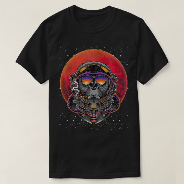 Camiseta Galay Planet Astronome Espaço Macaco Animal Legal  (Frente do Design)